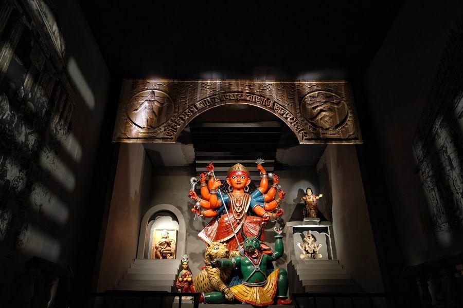 The theme  at Hatibagan Sarbojanin reflects on heritage and memory, turning nostalgia into a layered reminder of community and environment