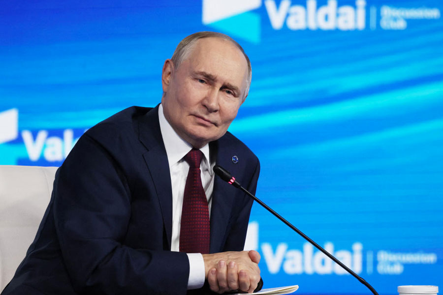 Russia's President Vladimir Putin attends the Valdai Discussion Club annual international conference in Sochi, Russia, October 2, 2025.