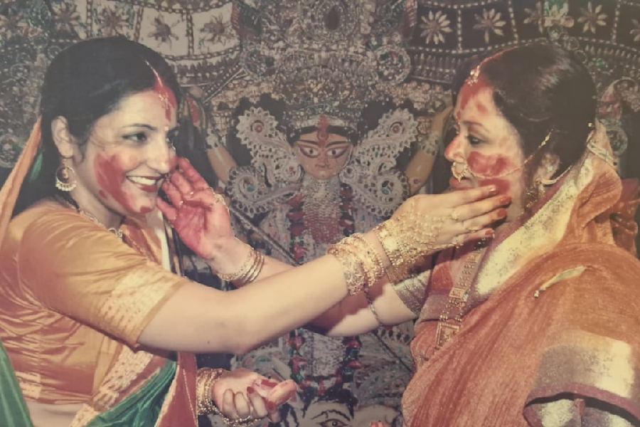 A picture from the 200th year of the Pujo at Darjipara Mitra Bari