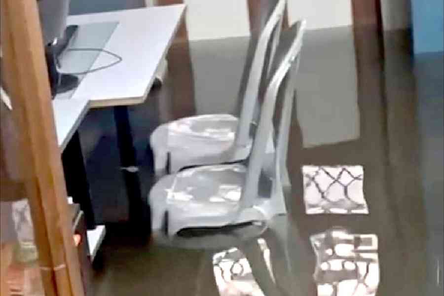 The submerged nursery office room of Julien Day School on Elgin Road on September 24