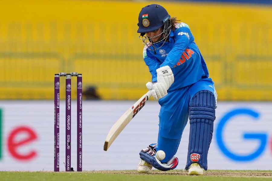 India’s Harleen Deol, during her innings of 46, in the Women’s World Cup match against Pakistan in Colombo on Sunday.