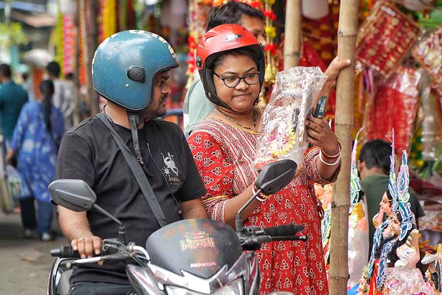 On Monday, markets across the city witnessed brisk sales as people step out to buy puja essentials