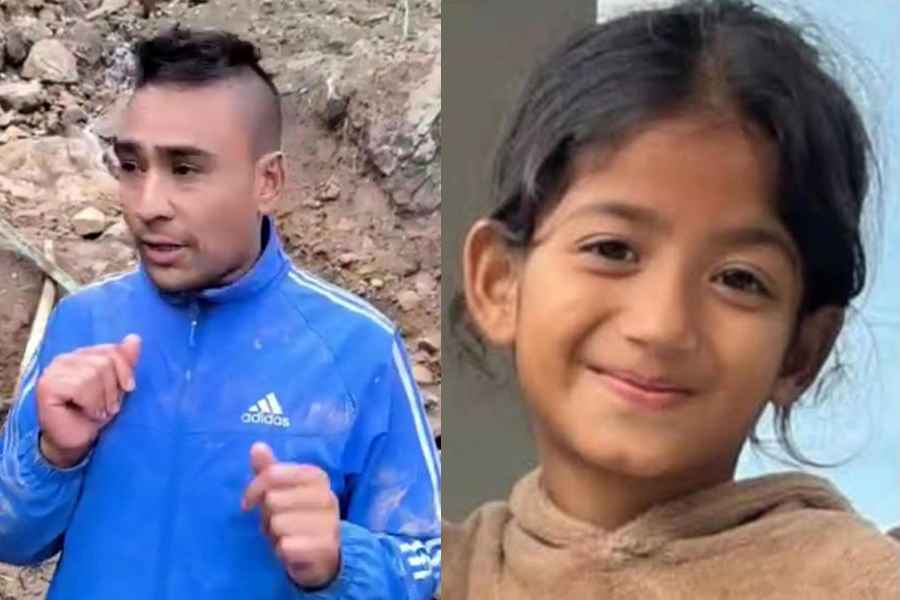 (L-R) Ranjit Chhetri, relative of people killed in landslide, narrate the incident in Shar Goan at Mirik. Arushi Chettri, 8, who lost life in landslide of Shar Goan at Mirik on Sunday.