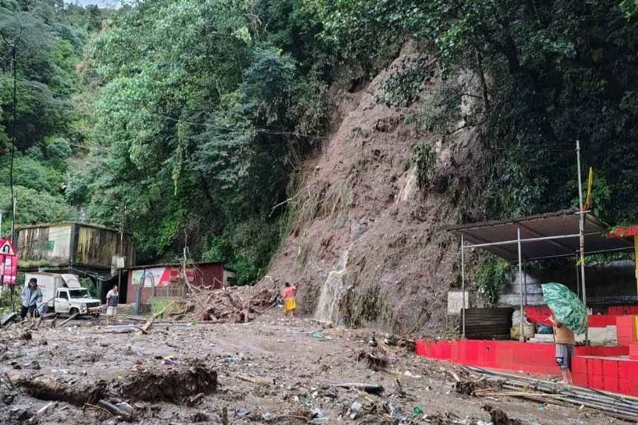 Landslide leaves debris on road 