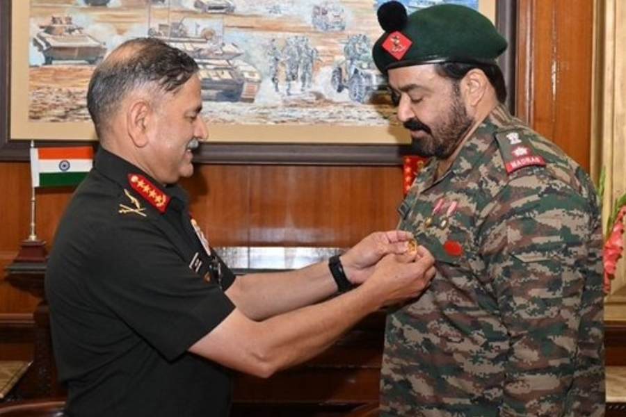 Mohanlal was awarded commendation by Indian Army Chief General Upendra Dwivedi in New Delhi on Tuesday