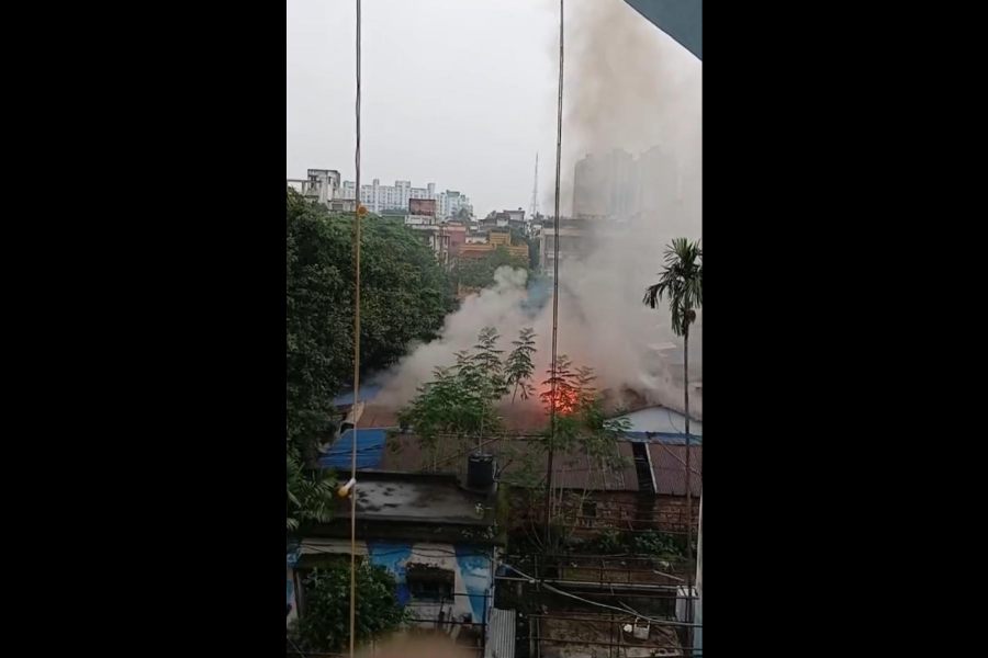 The fire at the Jodhpur Park market on Wednesday