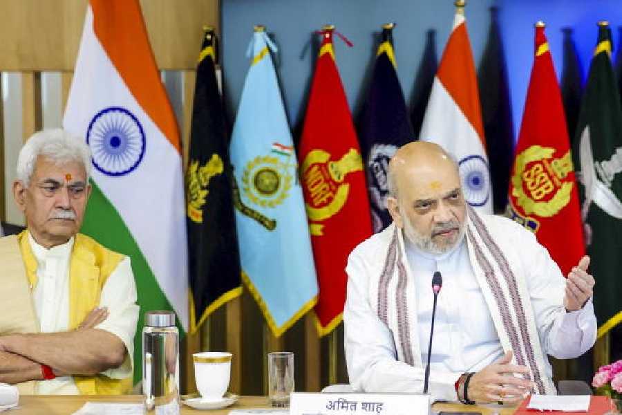 Amit Shah at the security review meeting on Jammu and Kashmir.