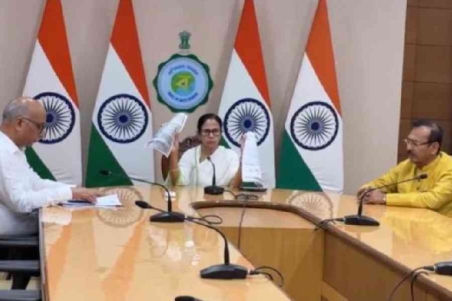 A screenshot of the video that shows Mamata Banerjee addressing the media at Nabanna on Thursday