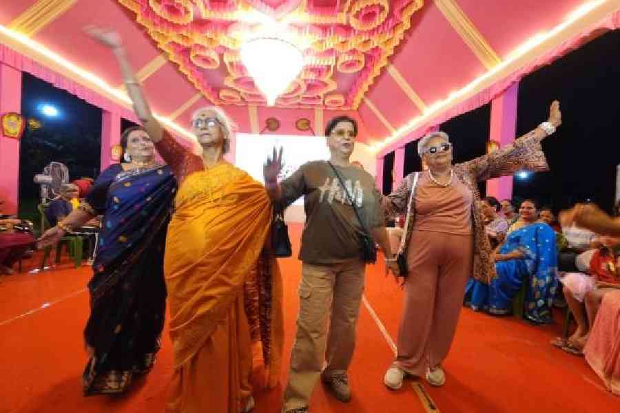 Senior citizens walk the ramp at BH Block, dressed in fashion trends that their grandchildren follow. Pictures by Brinda Sarkar