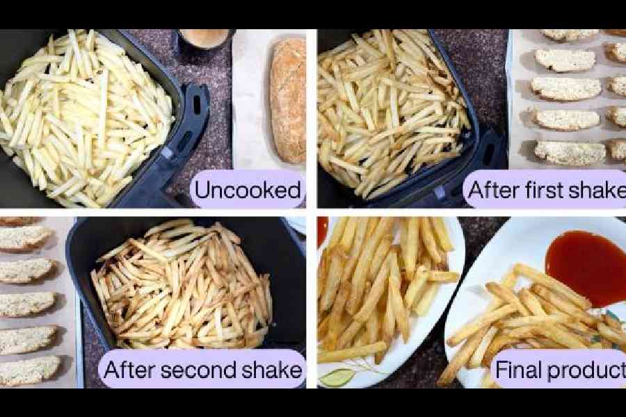 The different stages of making 700g of French fries