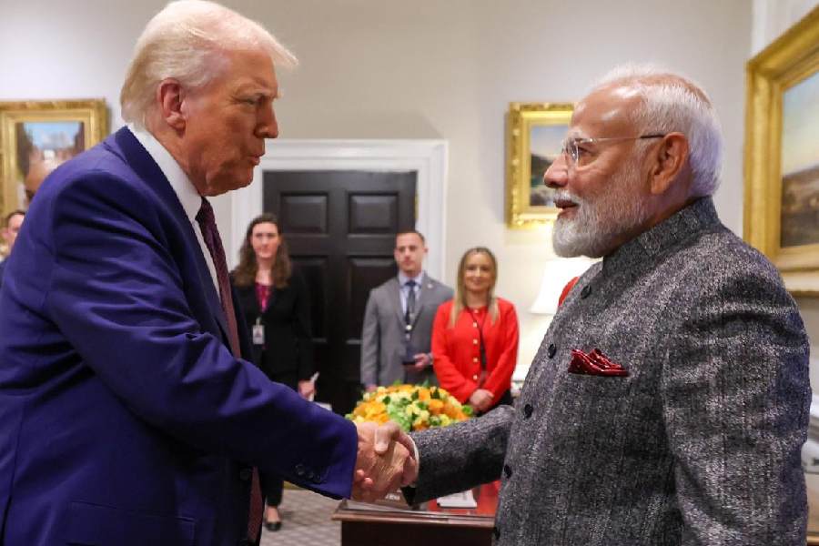 Donald Trump and Narendra Modi at the White House in February
