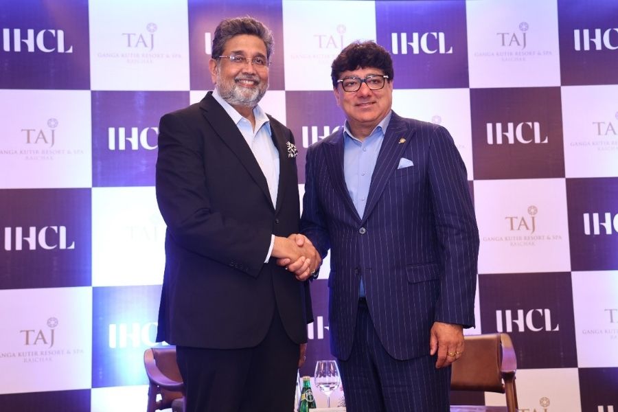 Harsh Neotia, chairman, Ambuja Neotia group, with Puneet Chhatwal, the managing director and chief executive officer of the Indian Hotels Company Limited