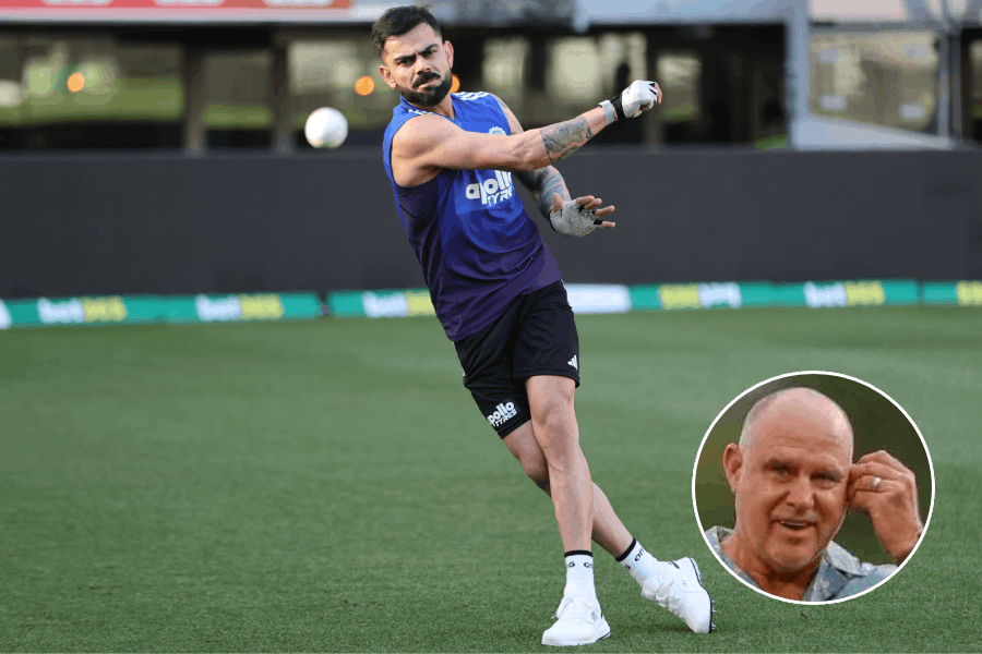 Virat Kohli, (inset) Matthew Hayden.
