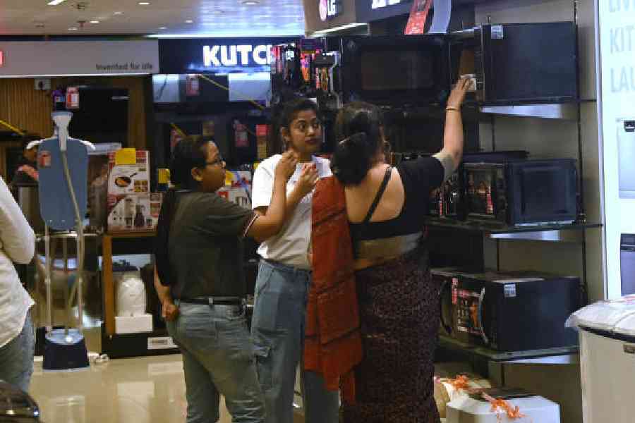 Khosla Electronics shawroom at Beckbagan on the day of Dhantares on Saturday afternoon