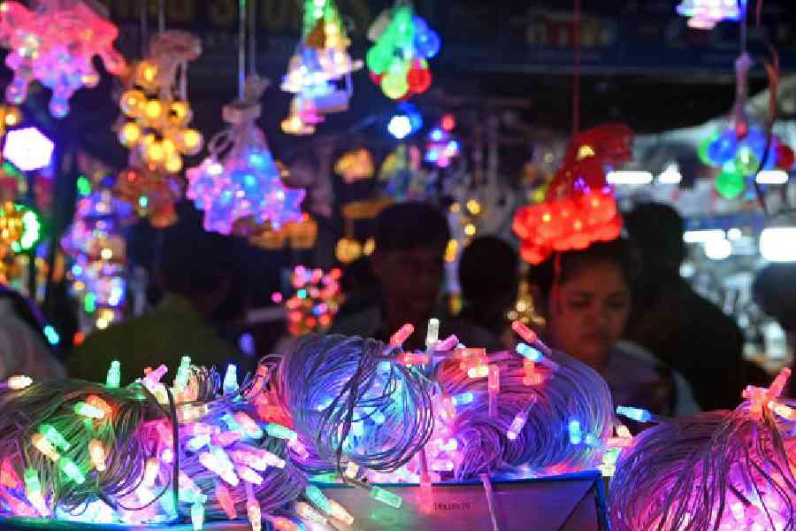 Decorative lights on sale at Chandni Chowk on Sunday evening
