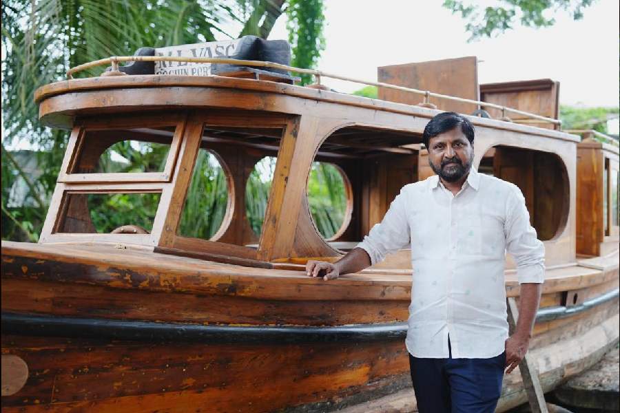 Sajar Sithara with ML Vasco at his yard in Thoppumpady in Kochi