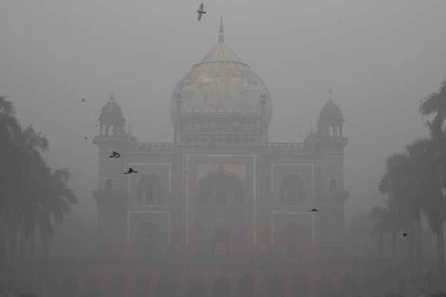 Safdarjung Tomb is obscured by smog on Tuesday.