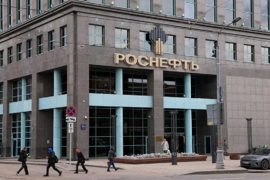 The office building of Rosneft, one of the Russian oil majors on which the US has imposed sanctions and from which Reliance buys crude, in Moscow on Thursday.