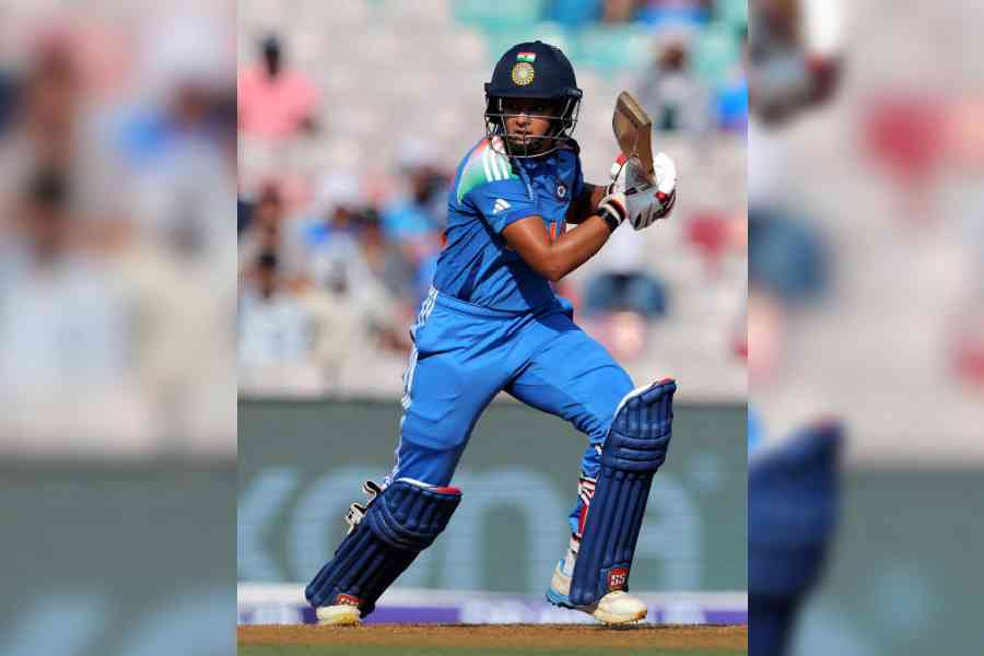 India opener Pratika Rawal during her 122-run knock against New Zealand on Thursday. (Getty Images)