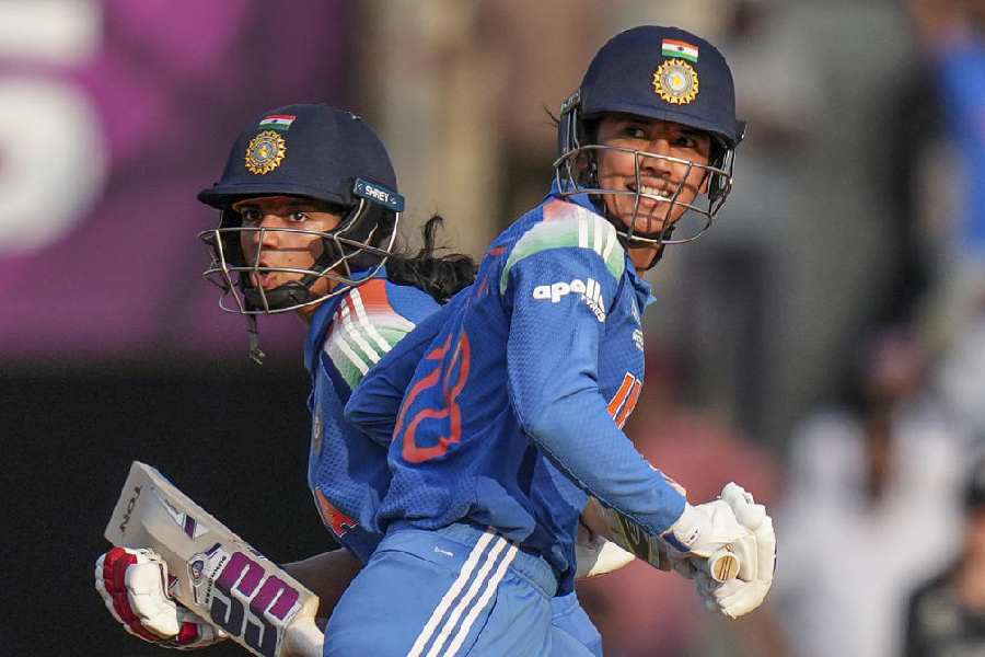 Smriti Mandhana and Pratika Rawal during their record 212-run stand in India Women’s win against New Zealandon Thursday.