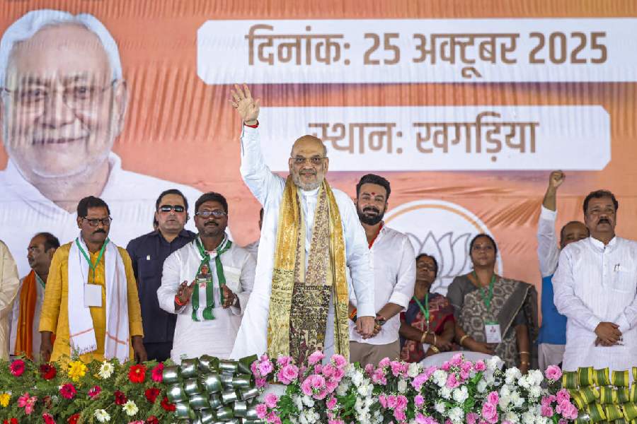 Amit Shah at a rally in Bihar’s Munger district on Saturday.