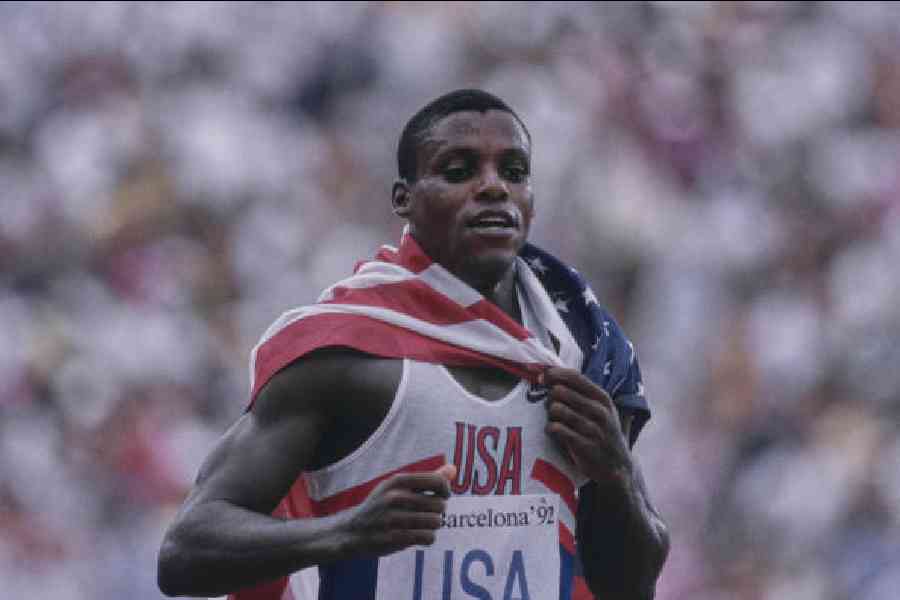 Carl Lewis at the Barcelona Olympics in 1992