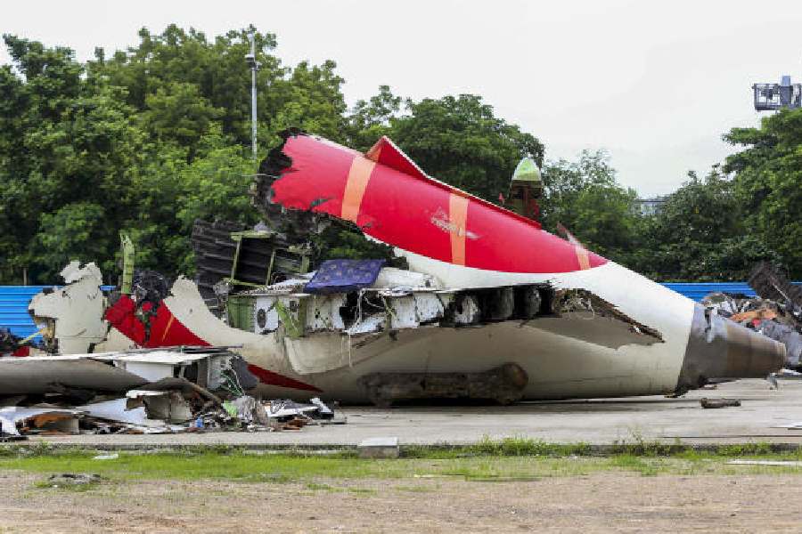 Wreckage of the Air India plane that crashed in Ahmedabad on June 12 soon after take-off.