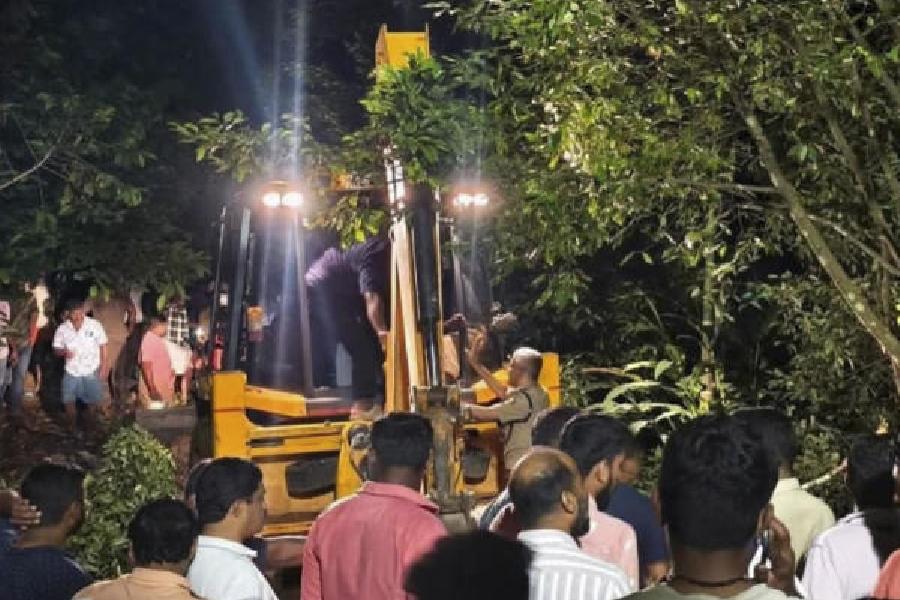 Rescue operation under way at Adimali in Idukki on Saturday night.