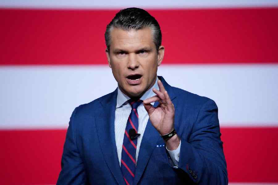 U.S. Secretary of Defense Pete Hegseth speaks to senior military leaders at Marine Corps Base Quantico, in Quantico, Virginia, U.S., September 30, 2025.