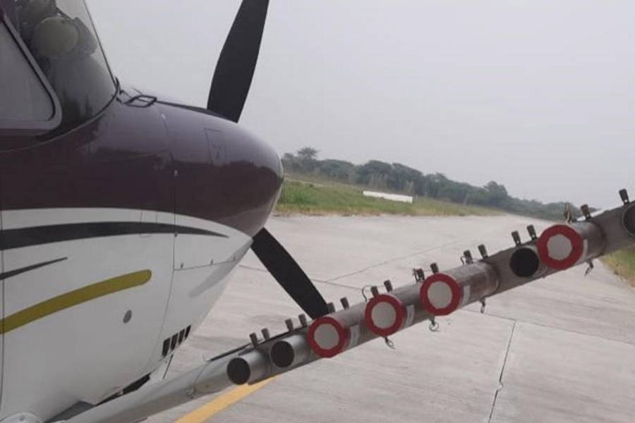 In this image posted on Oct. 28, 2025, A Cessna aircraft took off from Meerut Airport for Delhi and released cloud seeding flares in different areas