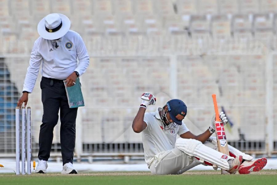 A disheartened Urvil Patel after Gujarat lost their final wicket at the Eden on Tuesday.