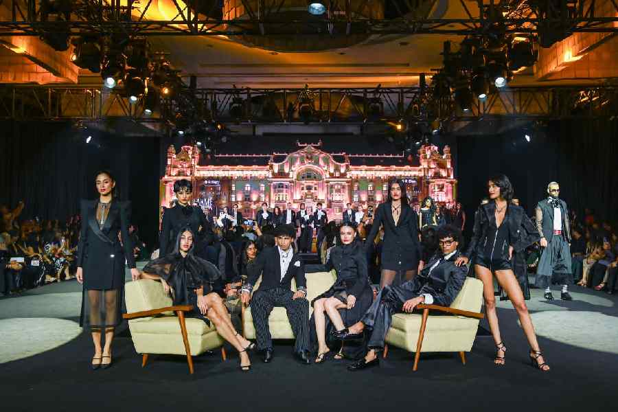 Models on the ramp during R|ELAN X ASHISH N SONI show during Lakmé Fashion Week 2025, held on October 11th at The Grand New Delhi, India.