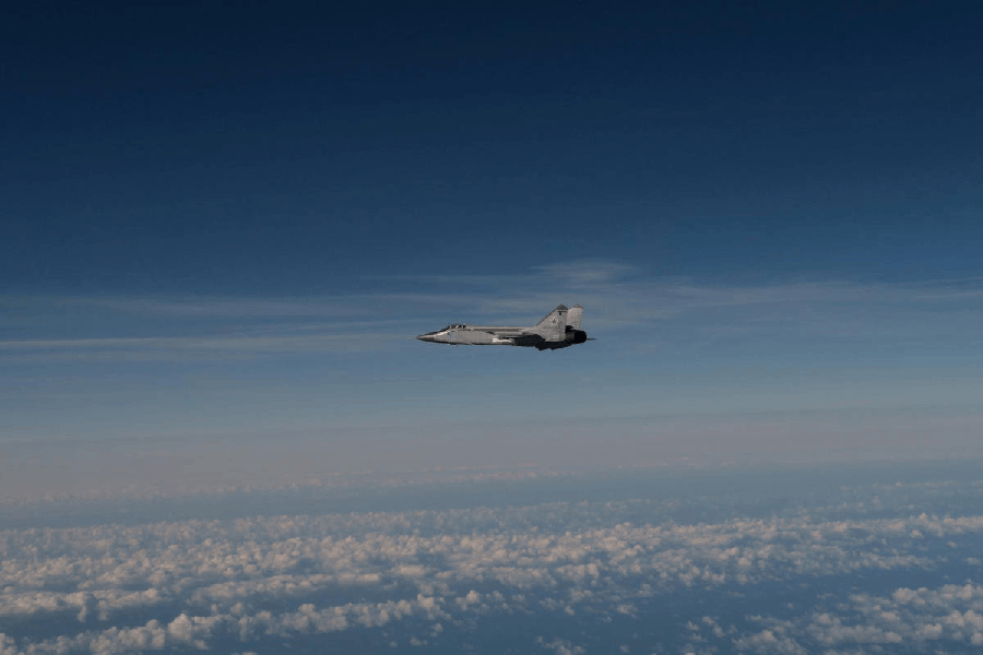 File photo: A still photo published by Swedish armed forces that it says shows a Russian mig-31 fighter jet that took part in the violation of Estonian airspace.