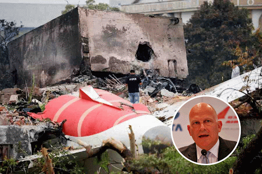 Remains of the Air India plane, that crashed moments after taking off from the Sardar Vallabhbhai Patel International Airport