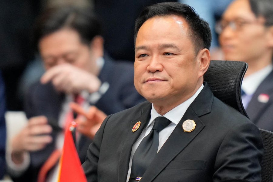 Thailand's Prime Minister Anutin Charnvirakul listens to a speech during the 28th ASEAN Plus Three Summit in Kuala Lumpur, Malaysia, Monday, Oct. 27, 2025.