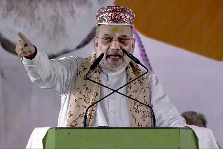 Amit Shah addresses a gathering in Darbhanga on Wednesday.