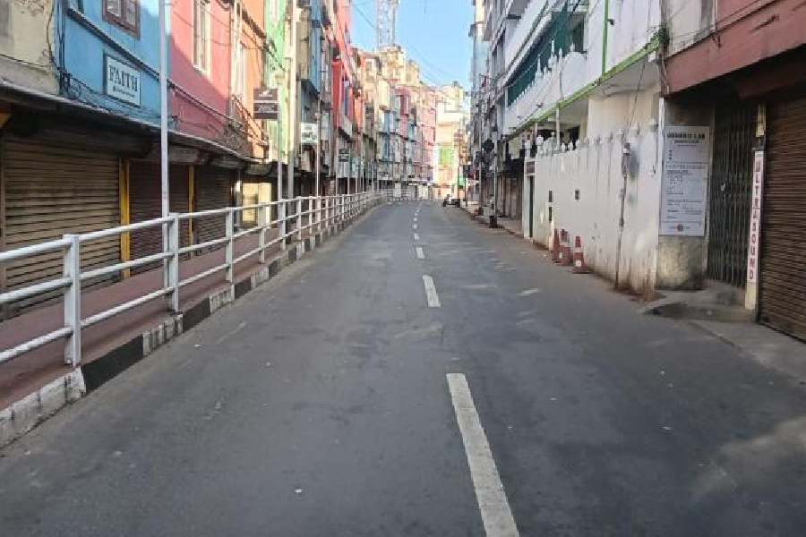 A deserted street in Aizawl during the MNF-imposed shutdown on Wednesday