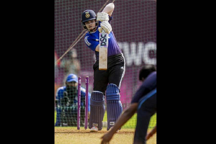 Shafali Verma at nets on Wednesday.