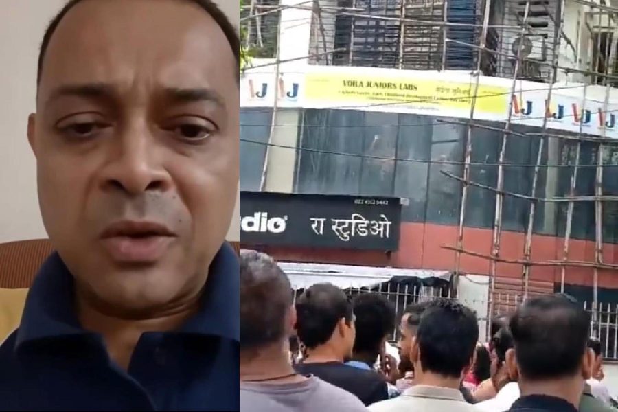 A screenshot from Rohit Arya’s video statement on Thursday (left); The studio in Powai where the children were taken hostage by Arya