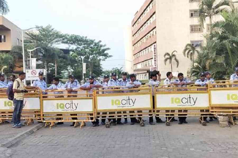 Security personnel on the premises of the IQ City Medical College and Hospital in Durgapur earlier this month