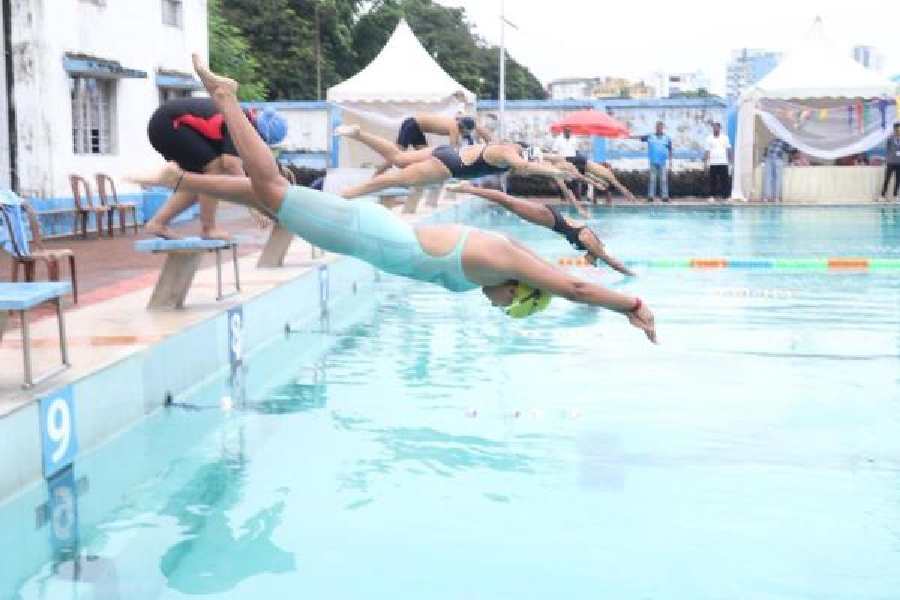 The zonal swimming meet under way, hosted by St Joan’s School