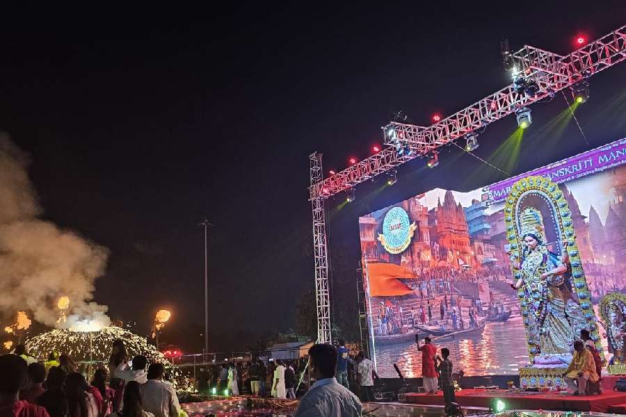 Laxmi puja and fireworks display at the Marwari Sanskriti Manch programme at Central Park