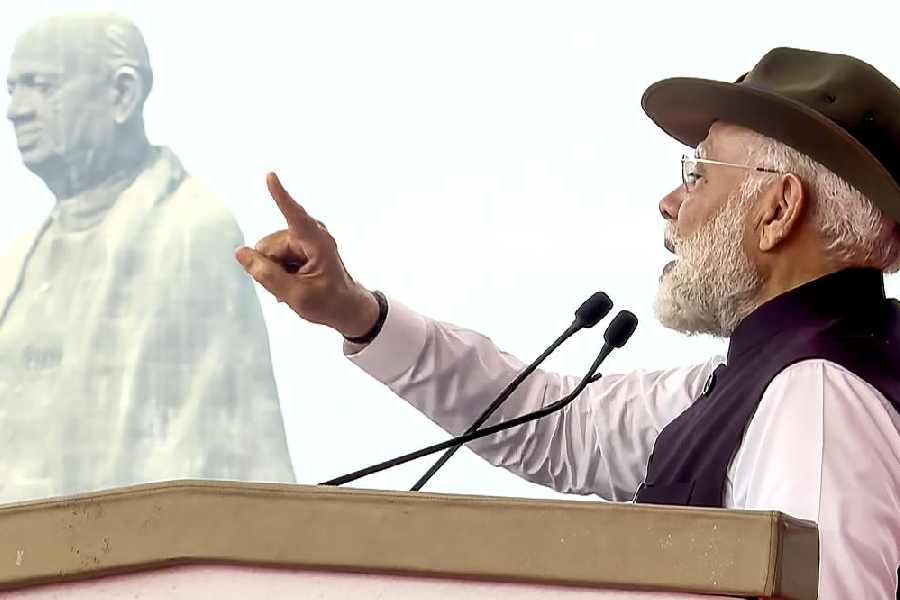 PM Modi addresses a gathering during the 'Rashtriya Ekta Diwas' programme organised on Sardar Vallabhbhai Patel's 150th birth anniversary