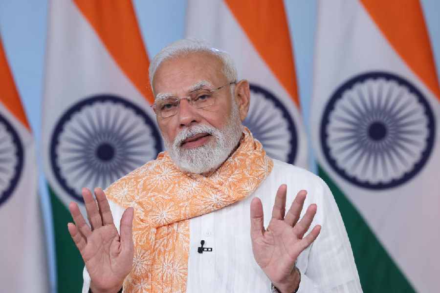 Narendra Modi during the video address.