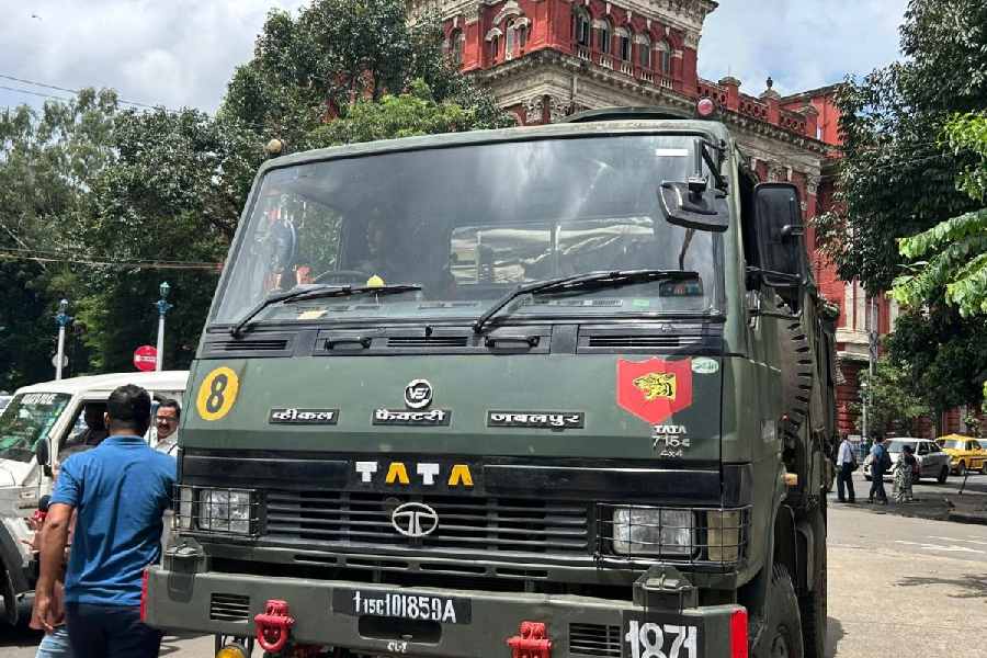The army truck whose driver has been booked by Kolkata Police