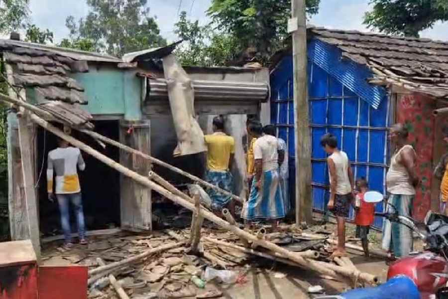The cosmetics shop torched at Narayanpur village of Harishchandrapur in Malda district on Wednesday