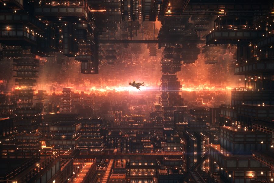 A glimpse of the Infinity Castle from the movie