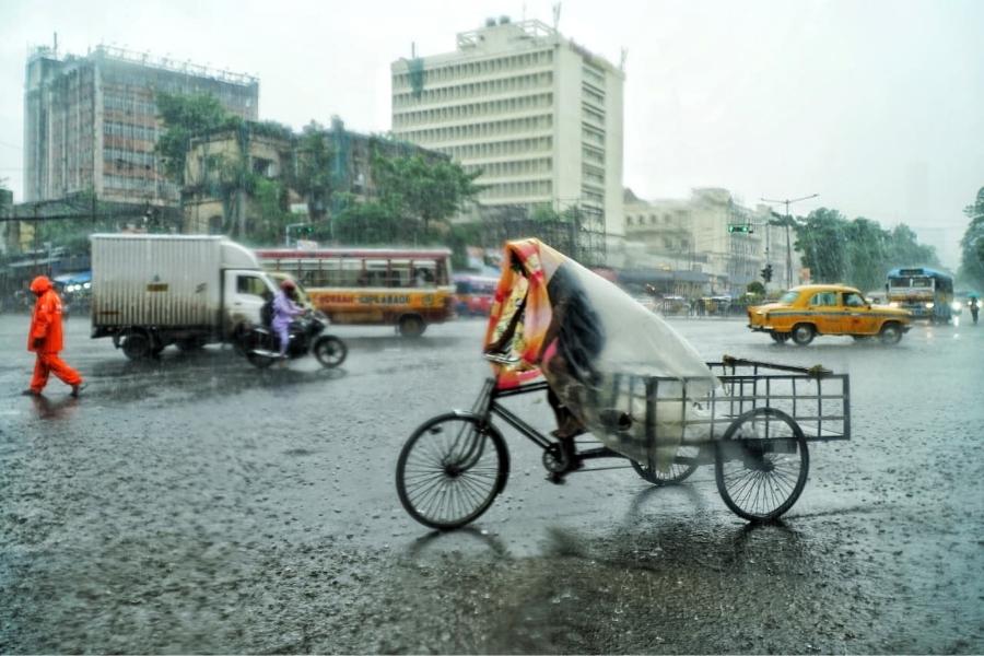 Heavy rain at Esplanade on Saturday morning