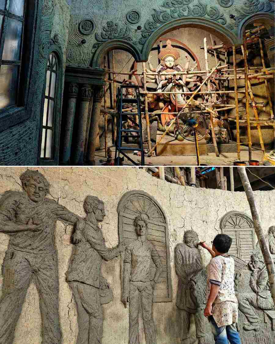 Behala Club Sarbojonin Durgotsav’s theme is ‘Monchas’ by artist Krishanu Pal