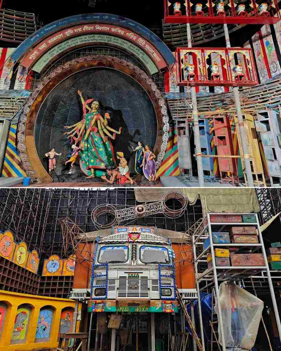 Barisha Club has designed their pandal around the theme ‘Shunyo Prithibi’ (Empty World). The artist is Manash Das